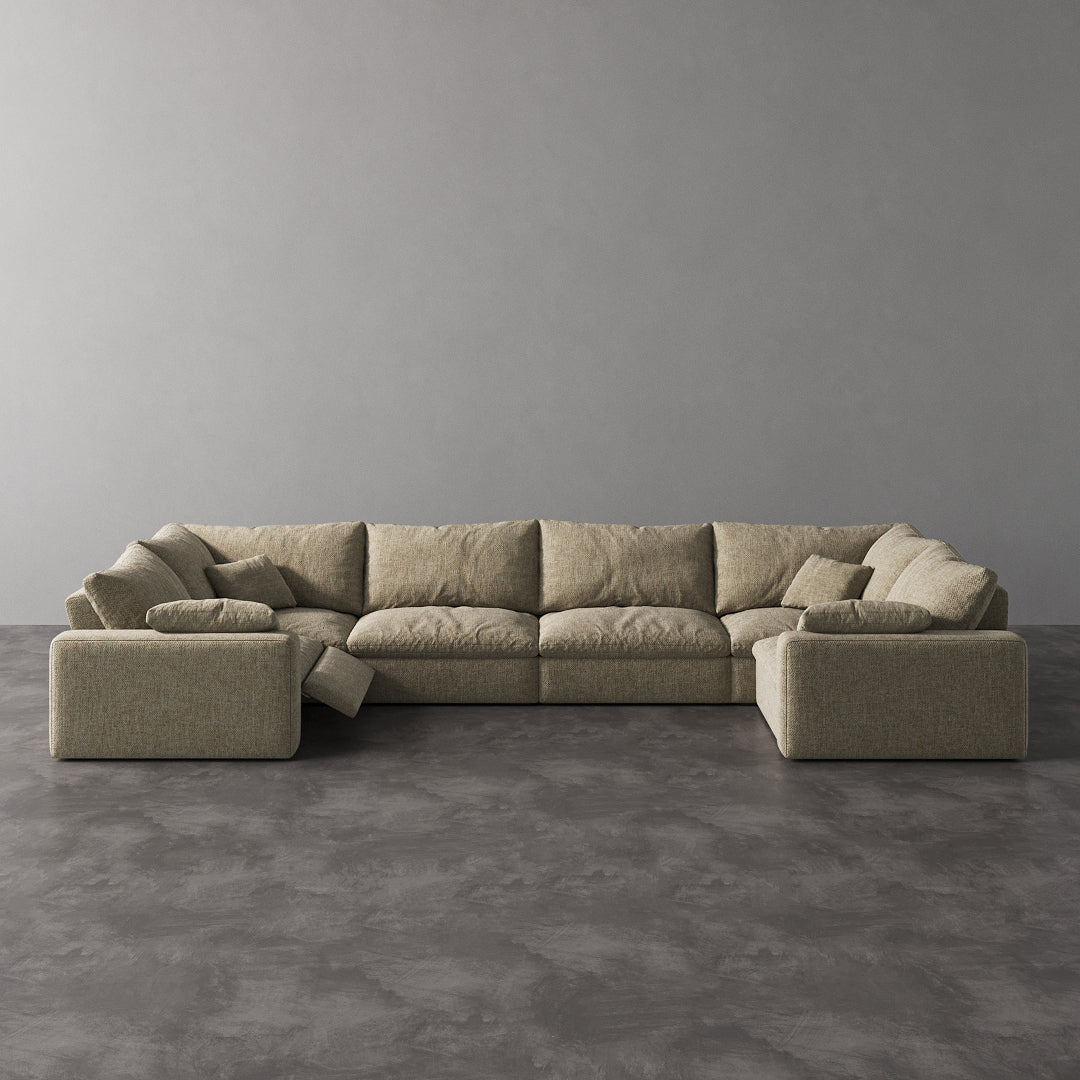 CloudLuxe U-Shape 6-Piece Modular Recliner Sectional-Linen