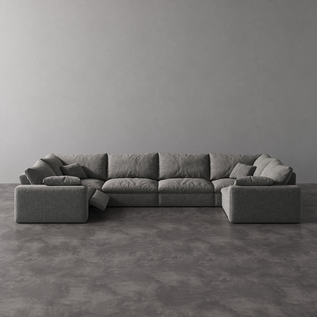 CloudLuxe U-Shape 6-Piece Modular Recliner Sectional-Linen