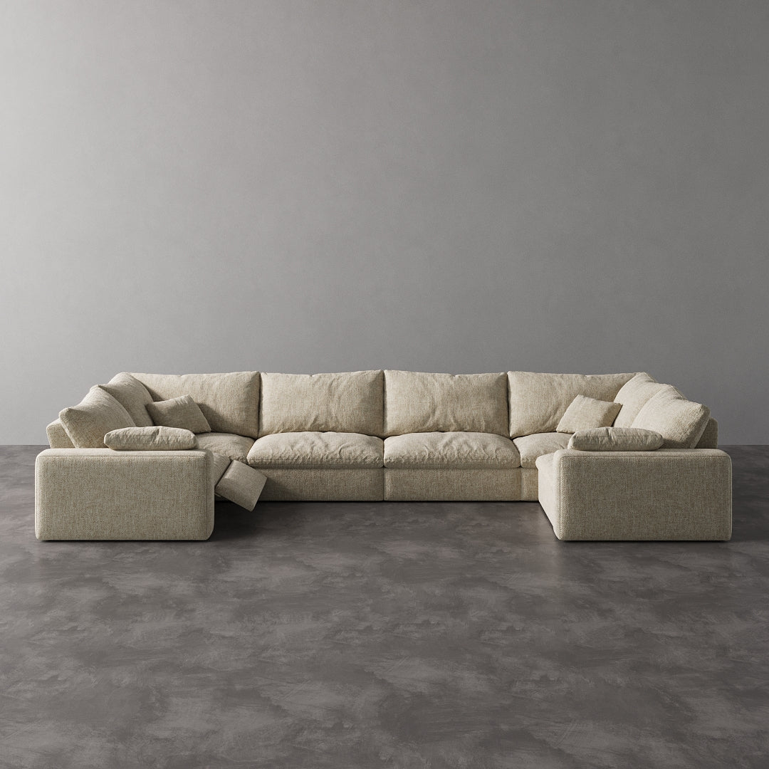 CloudLuxe U-Shape 6-Piece Modular Recliner Sectional-Linen
