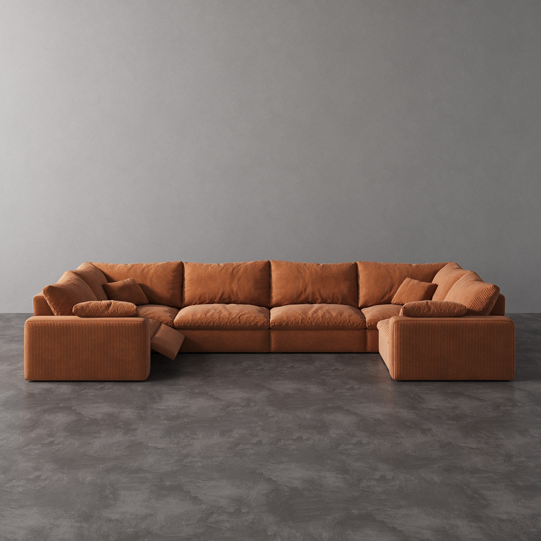 CloudLuxe U-Shape 6-Piece Modular Recliner Sectional-Corduroy