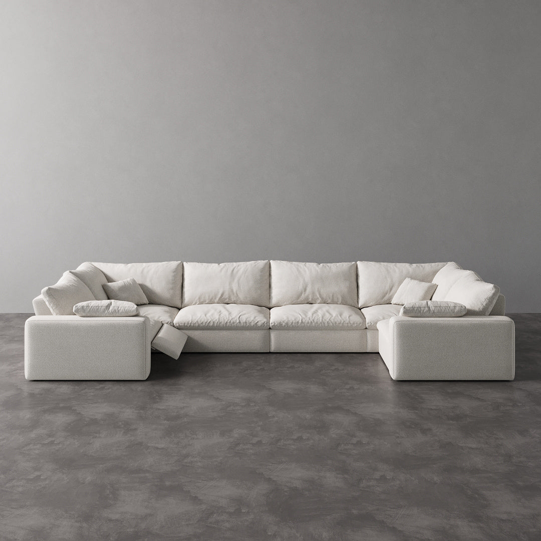CloudLuxe U-Shape 6-Piece Modular Recliner Sectional-Linen