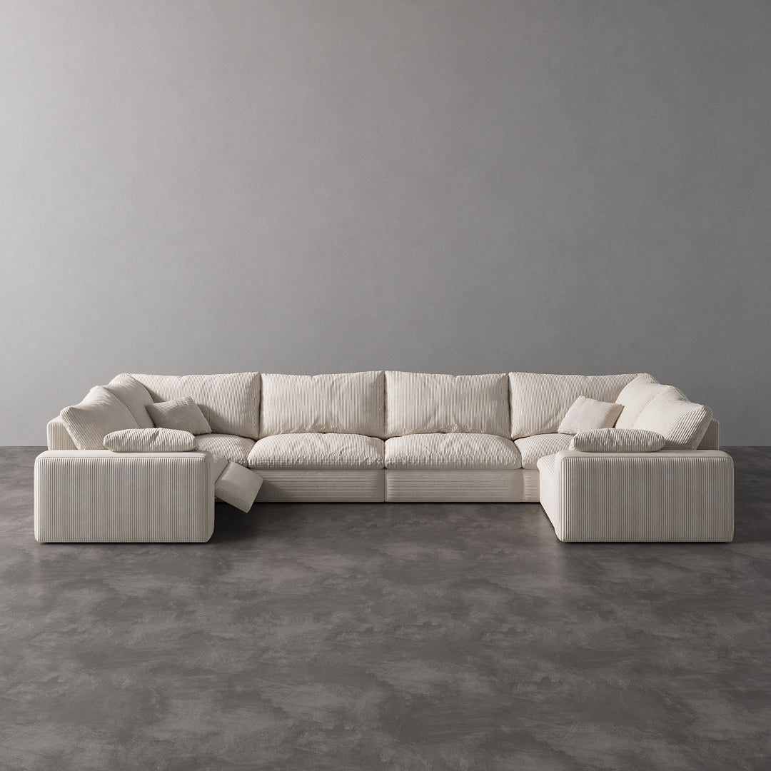 CloudLuxe U-Shape 6-Piece Modular Recliner Sectional-Corduroy