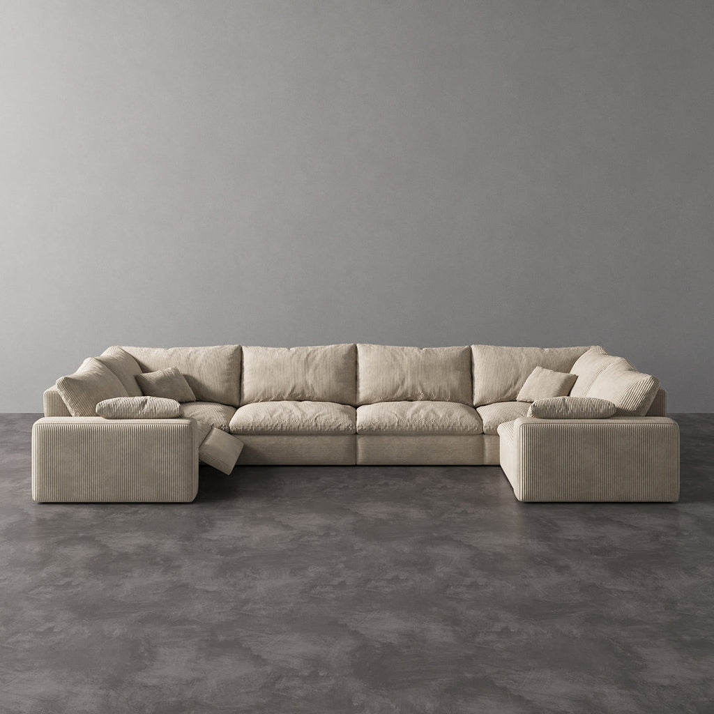 CloudLuxe U-Shape 6-Piece Modular Recliner Sectional-Corduroy