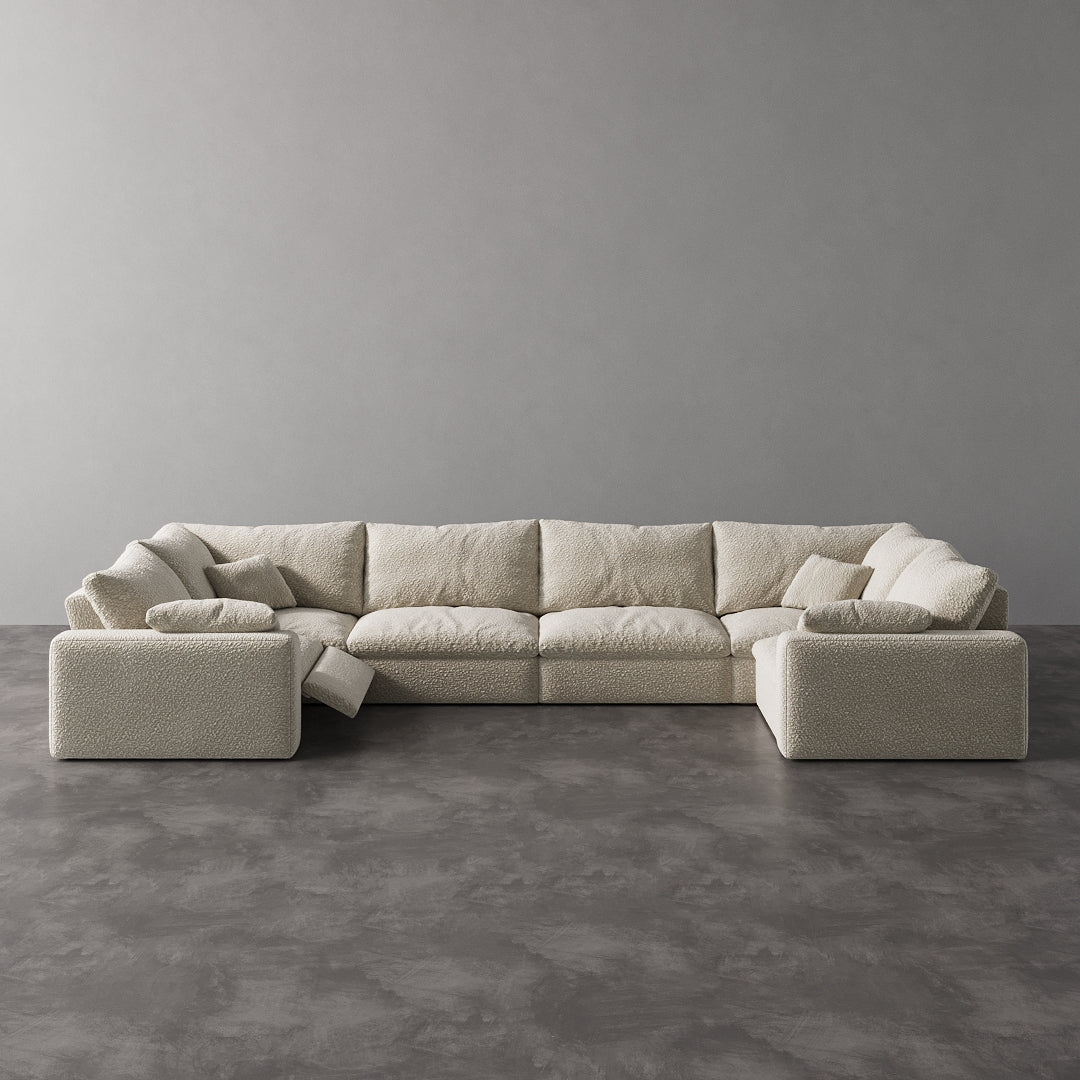 CloudLuxe U-Shape 6-Piece Modular Recliner Sectional-Bouclé