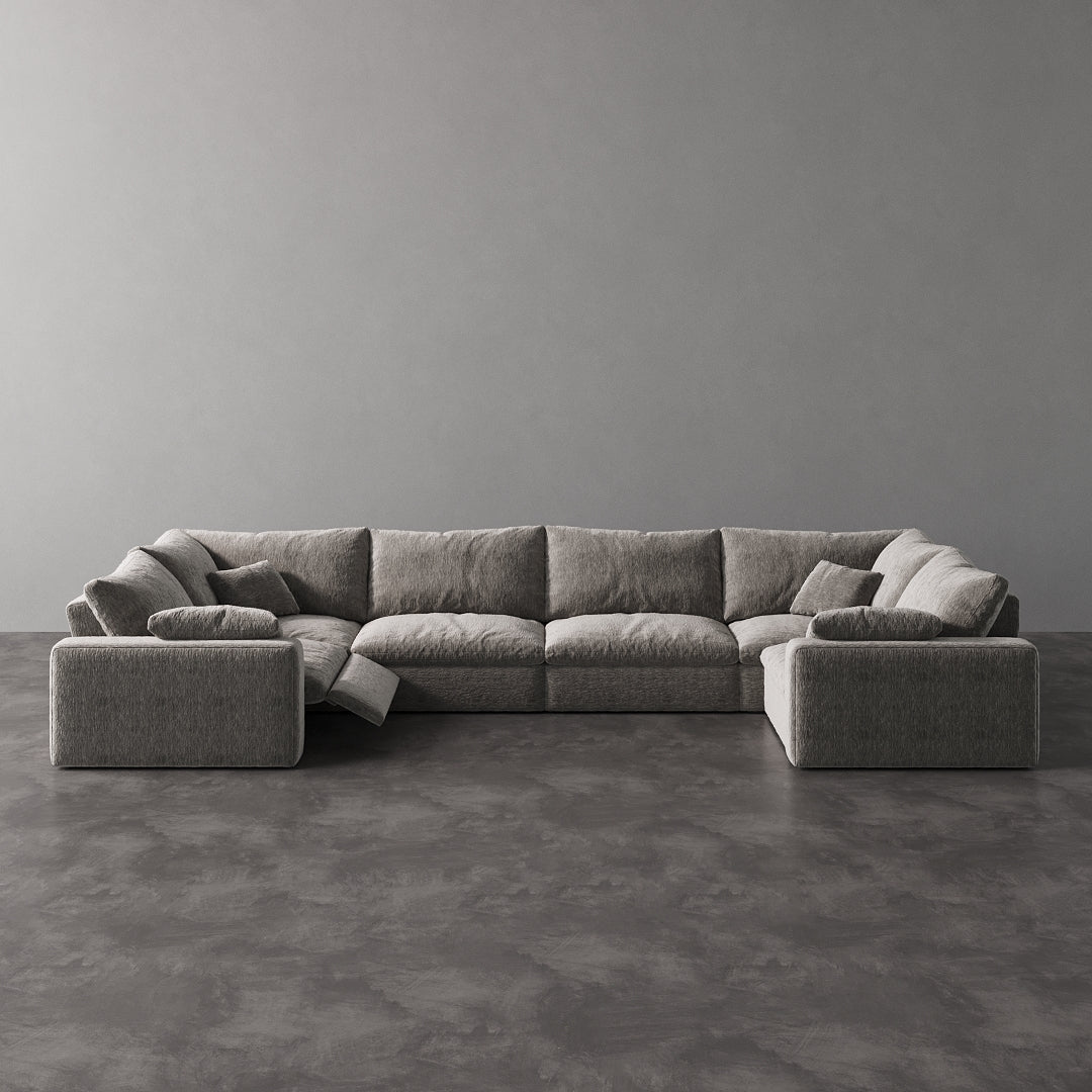 CloudLuxe U-Shape 6-Piece Modular Recliner Sectional-Velvet