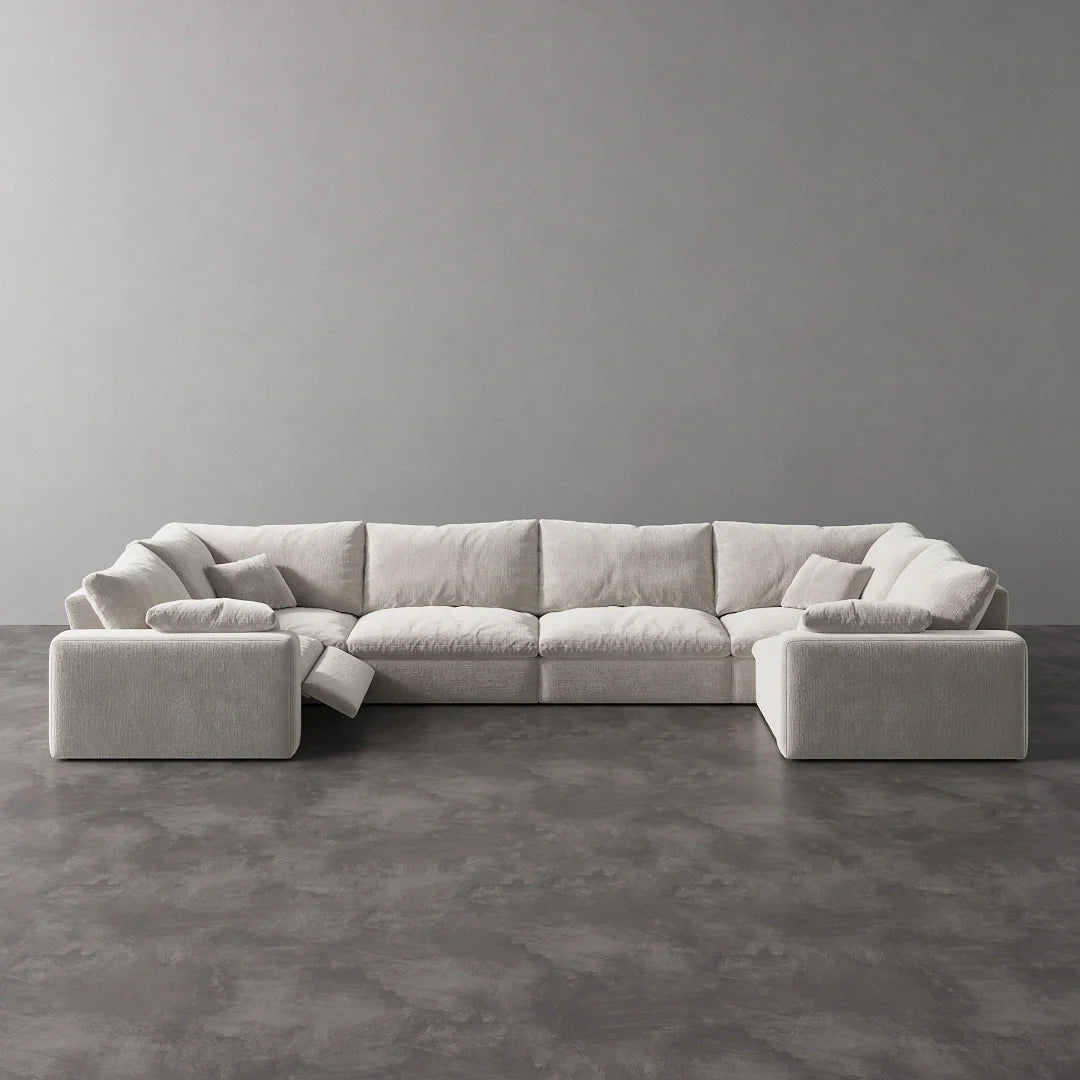 CloudLuxe U-Shape 6-Piece Modular Recliner Sectional-Velvet