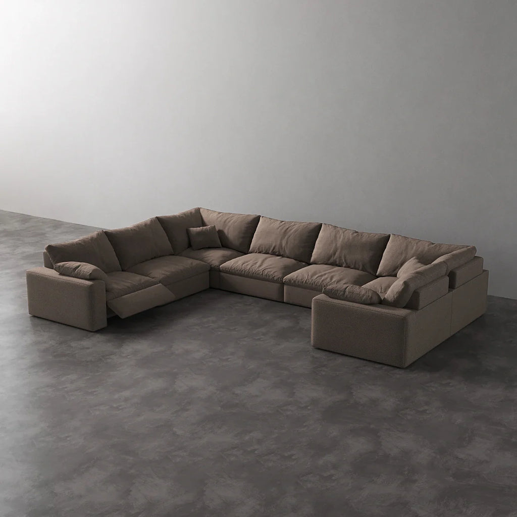 CloudLuxe U-Shape 7-Piece Modular Recliner Sectional-Linen