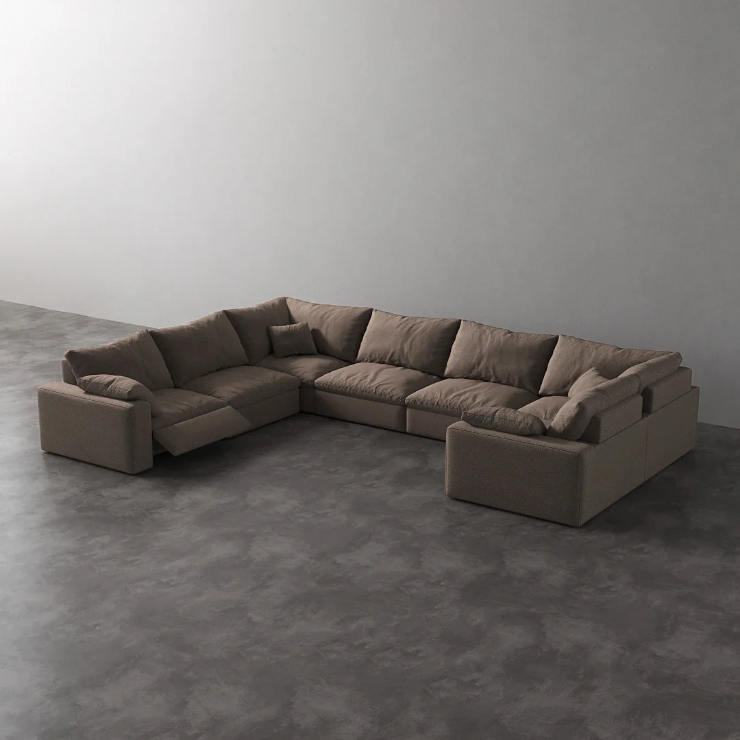 CloudLuxe U-Shape 7-Piece Modular Recliner Sectional-Linen