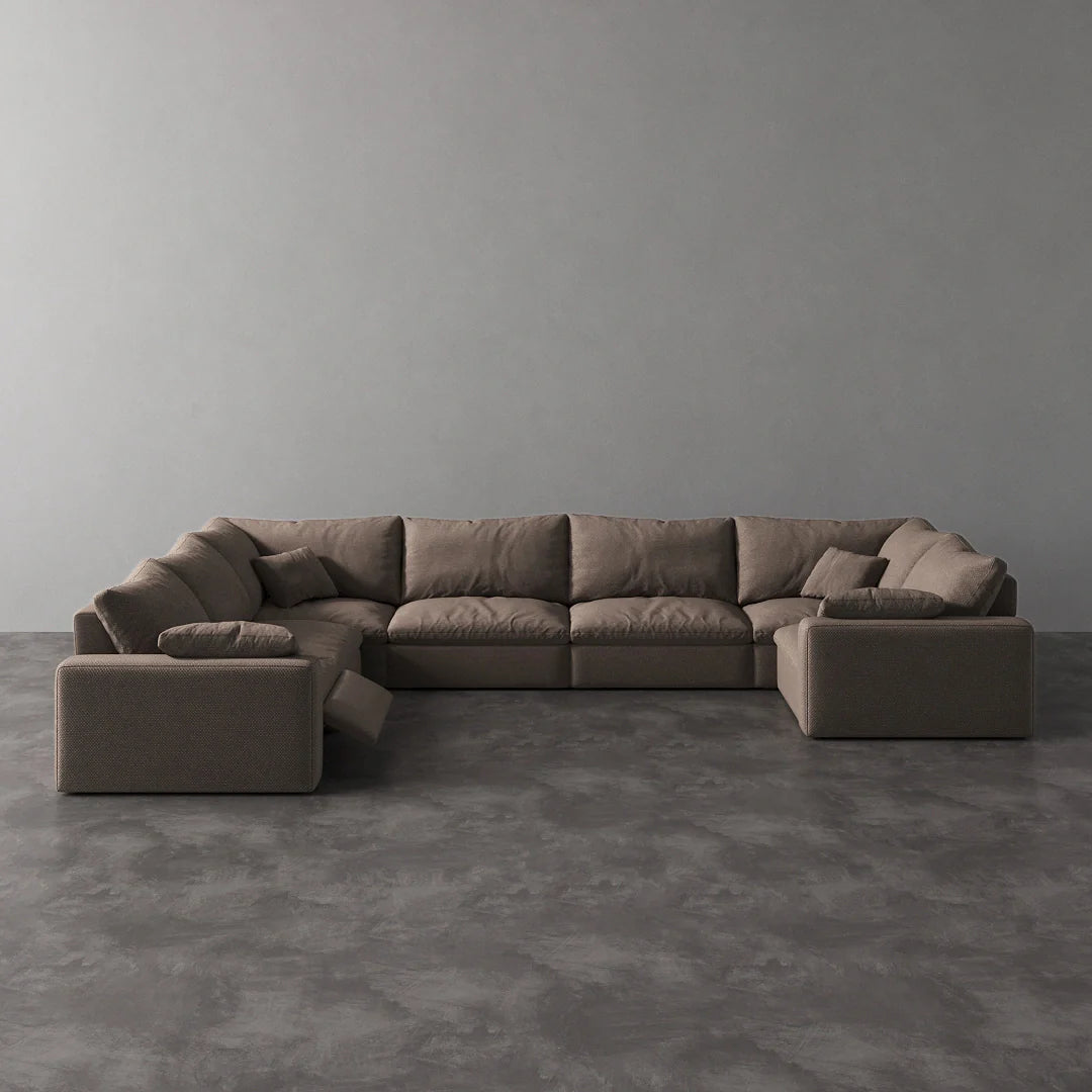 CloudLuxe U-Shape 7-Piece Modular Recliner Sectional-Linen