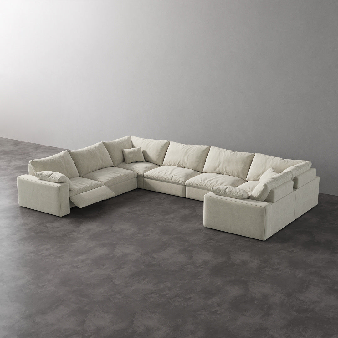 CloudLuxe U-Shape 7-Piece Modular Recliner Sectional-Velvet
