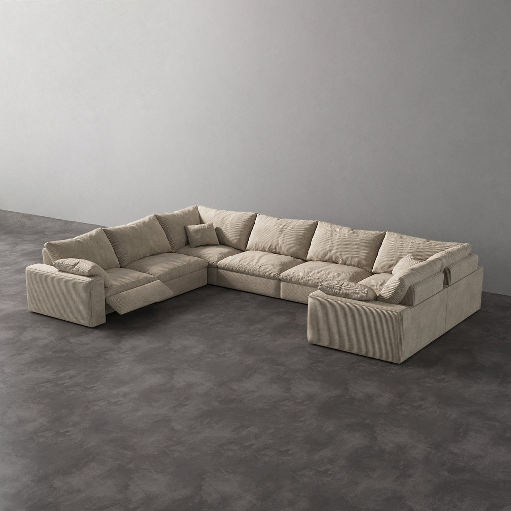 CloudLuxe U-Shape 7-Piece Modular Recliner Sectional-Corduroy