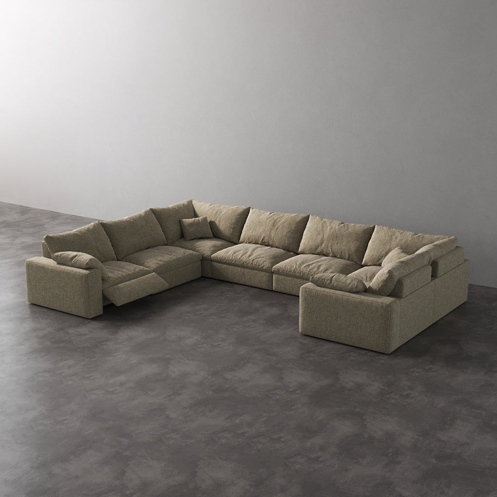 CloudLuxe U-Shape 7-Piece Modular Recliner Sectional-Linen
