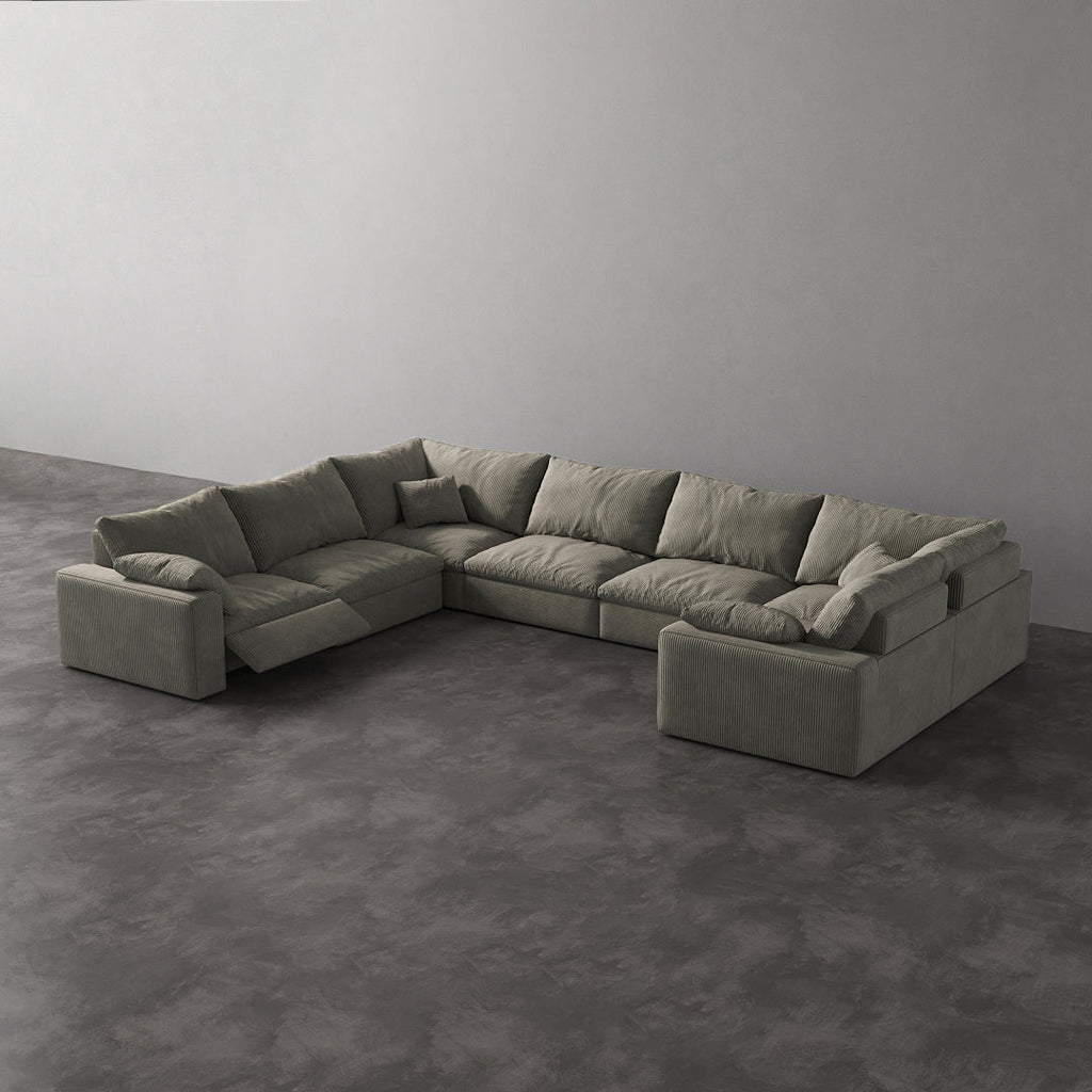 CloudLuxe U-Shape 7-Piece Modular Recliner Sectional-Corduroy