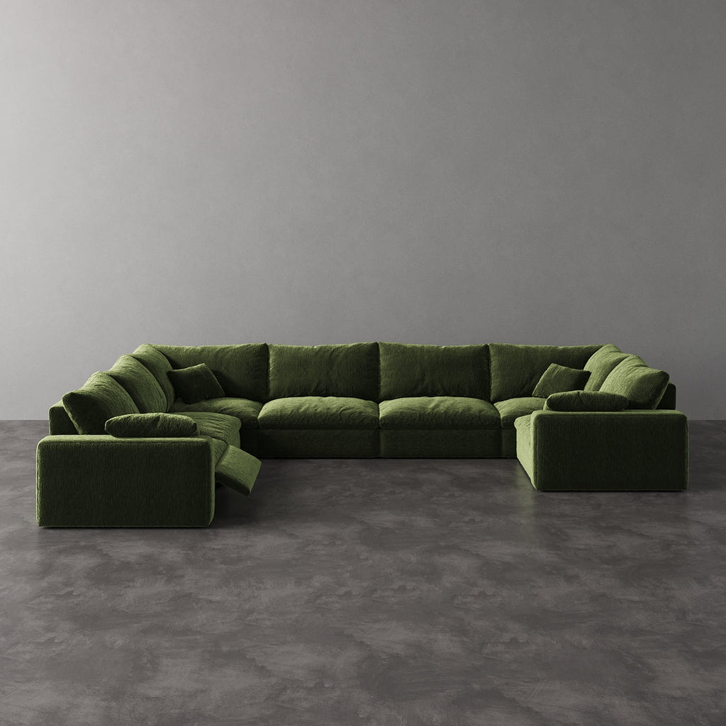 CloudLuxe U-Shape 7-Piece Modular Recliner Sectional-Velvet