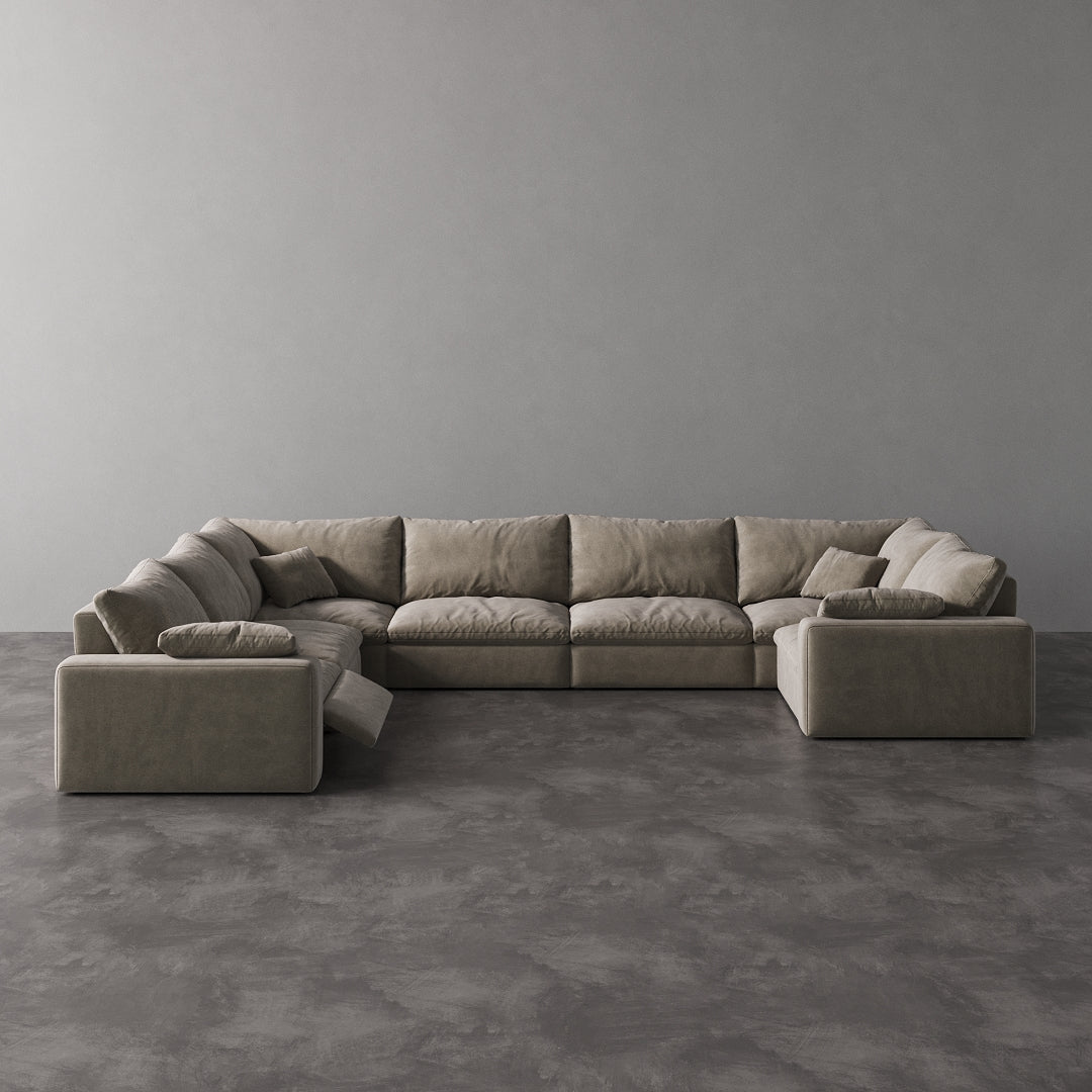 CloudLuxe U-Shape 7-Piece Modular Recliner Sectional-Velvet