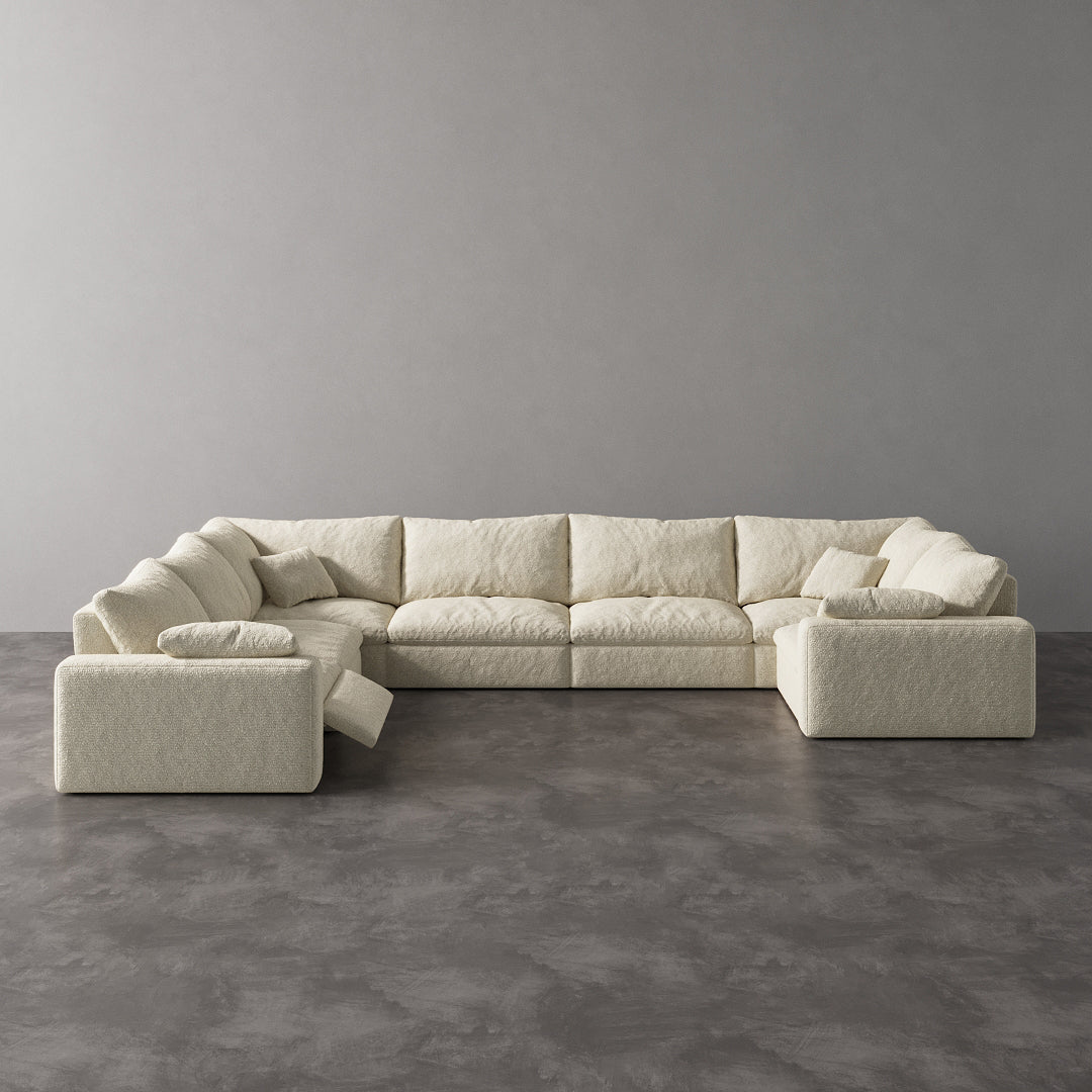 CloudLuxe U-Shape 7-Piece Modular Recliner Sectional-Bouclé
