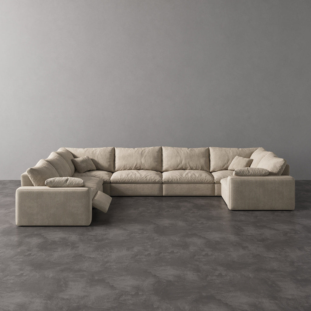 CloudLuxe U-Shape 7-Piece Modular Recliner Sectional-Corduroy