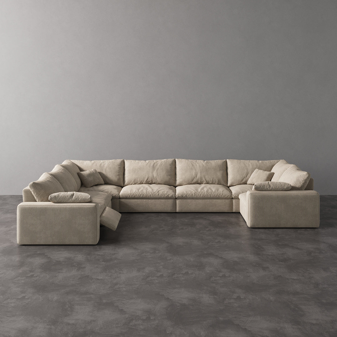 CloudLuxe U-Shape 7-Piece Modular Recliner Sectional-Corduroy