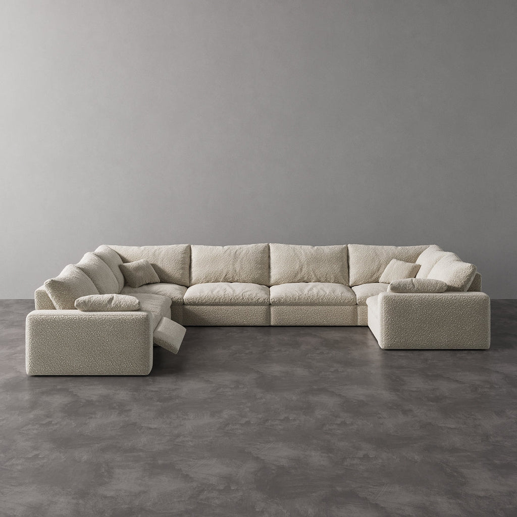 CloudLuxe U-Shape 7-Piece Modular Recliner Sectional-Bouclé