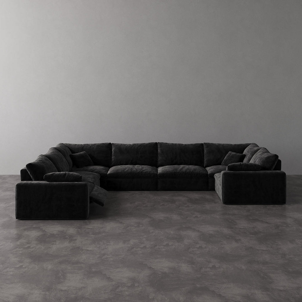 CloudLuxe U-Shape 7-Piece Modular Recliner Sectional-Velvet