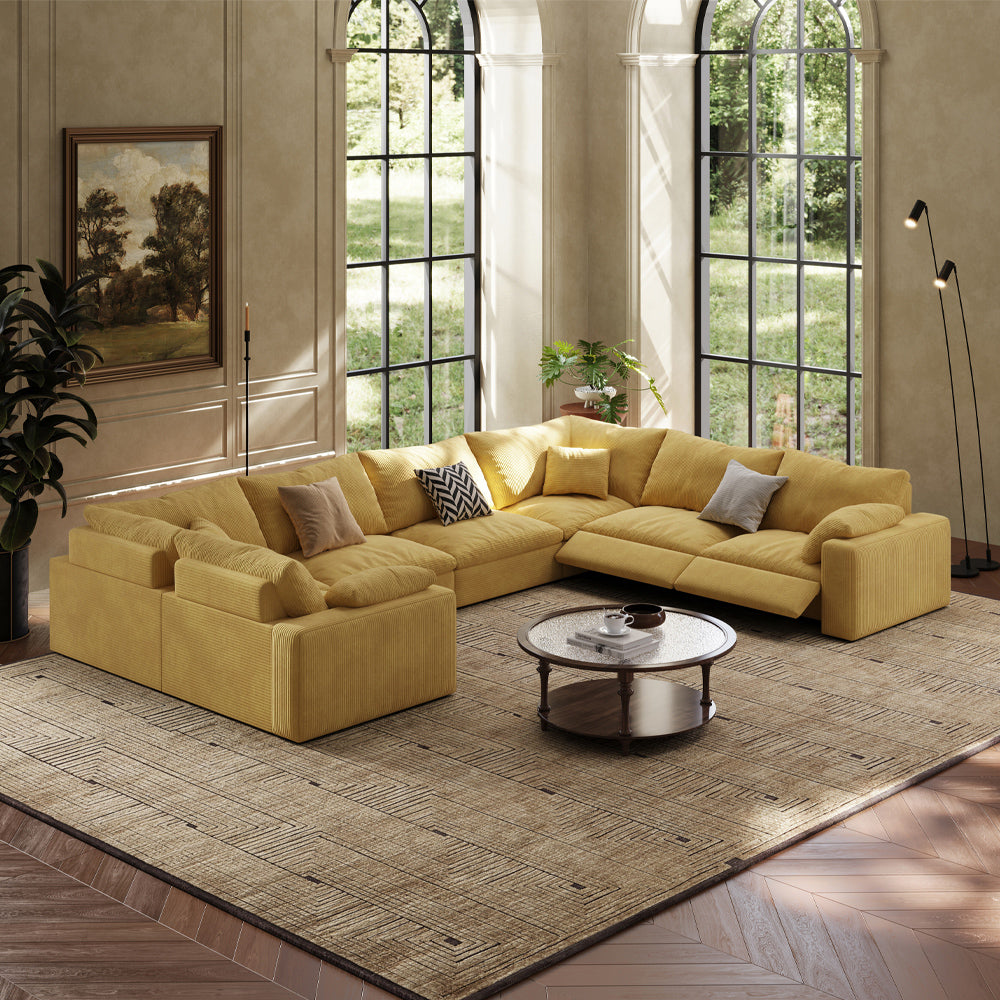 CloudLuxe U-Shape 7-Piece Modular Recliner Sectional-Corduroy