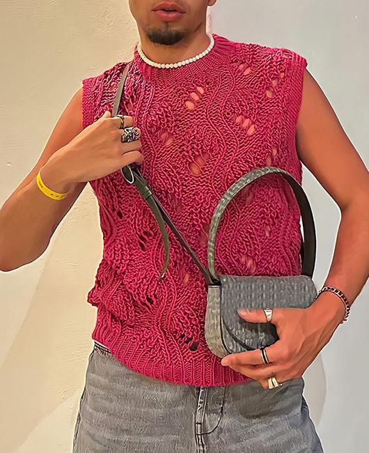 Fashion Plain Crew Neck Sleeveless Hollow Tank Top